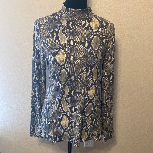 No Boundaries Tops - Snake Skin High Neck Long Sleeve Top Soft